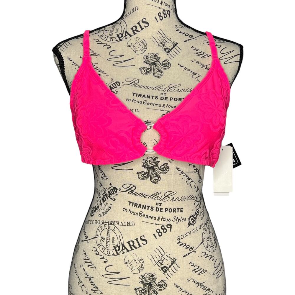 Salt + Cove (XL junior) Terry Cloth Flower Texture O-Ring Bikini Swim Top